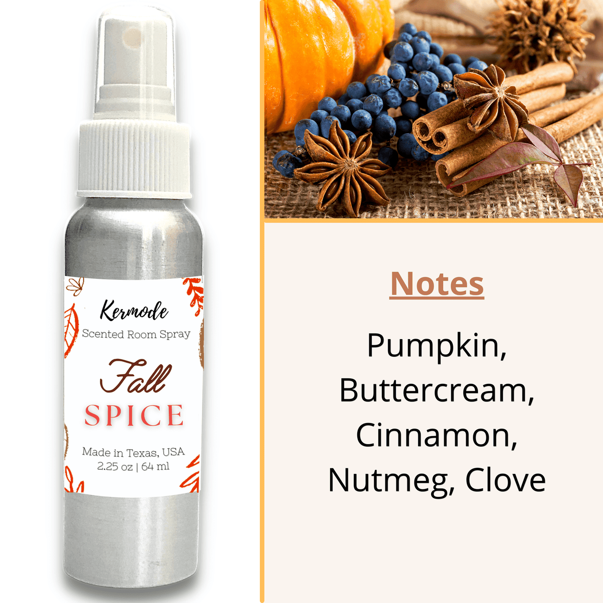Fall Spice - Kermode Highly Concentrated Scented Room Spray, Fall ...